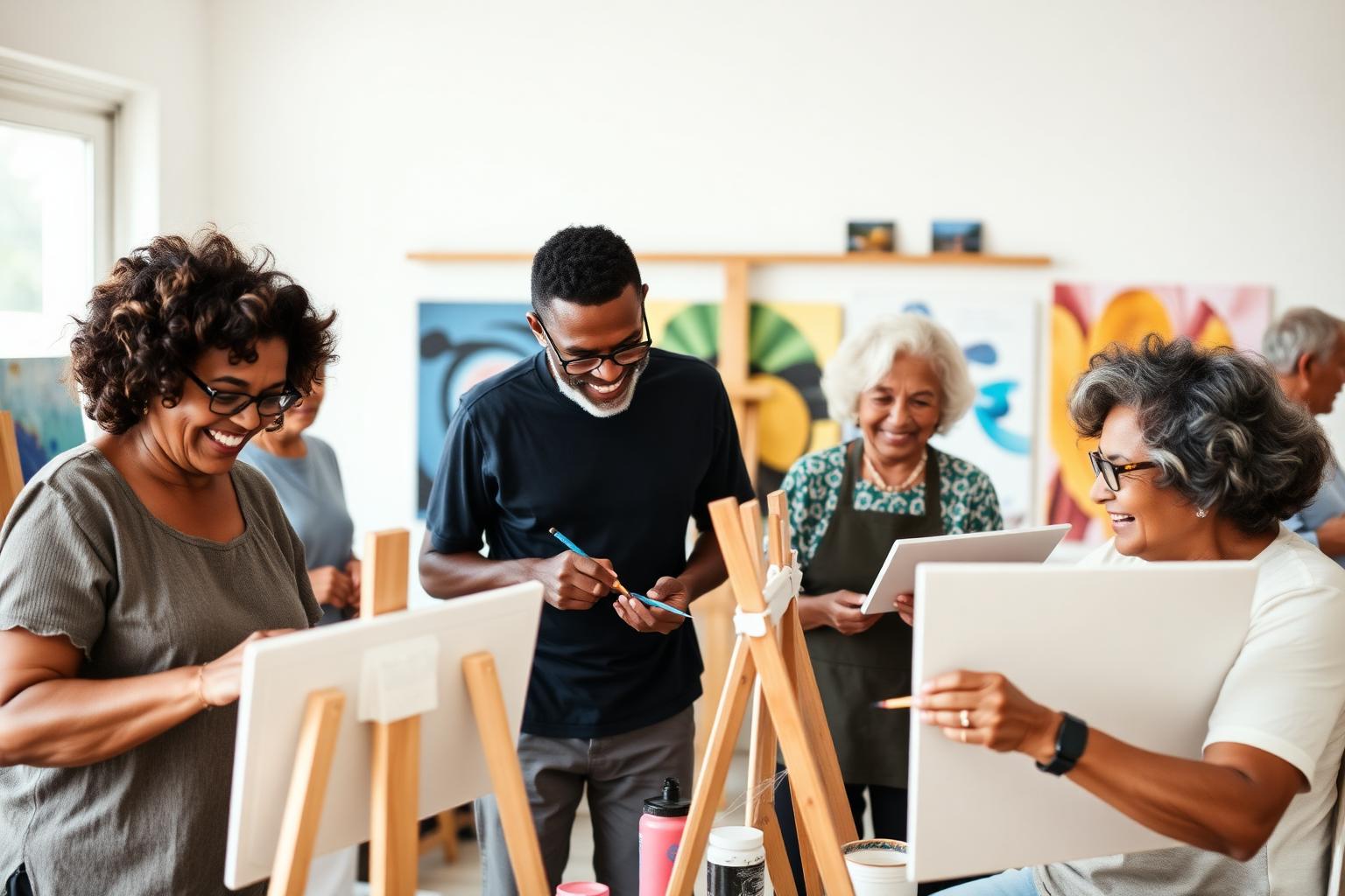 Senior artists creating together